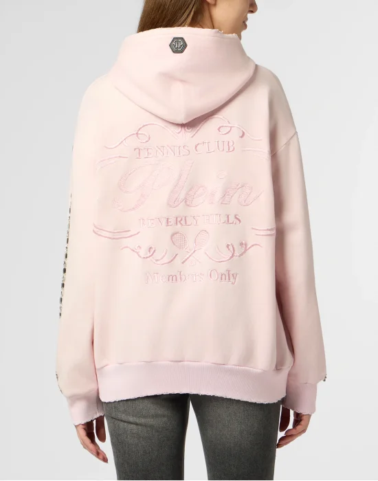 Washed Zip Hoodie Tennis Club Crystals