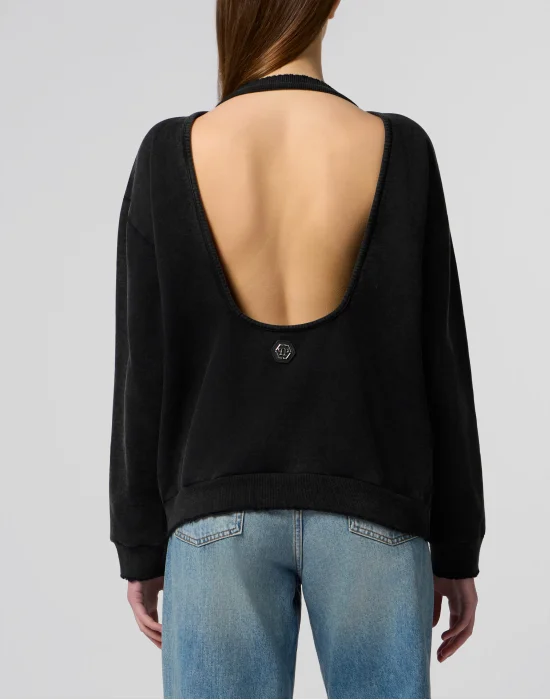Open Back Sweatshirt Hexagon Stones
