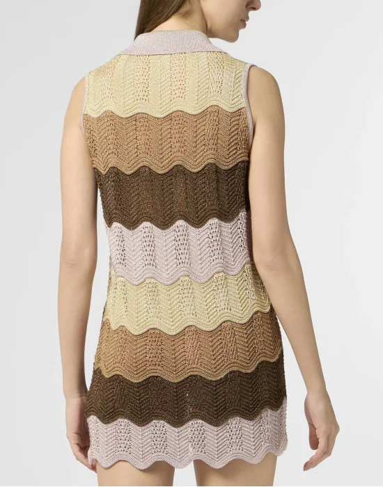 Polo Neck Mini Dress Color Wave