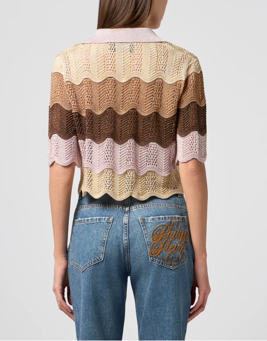 Knitted Polo T-Shirt Color Wave
