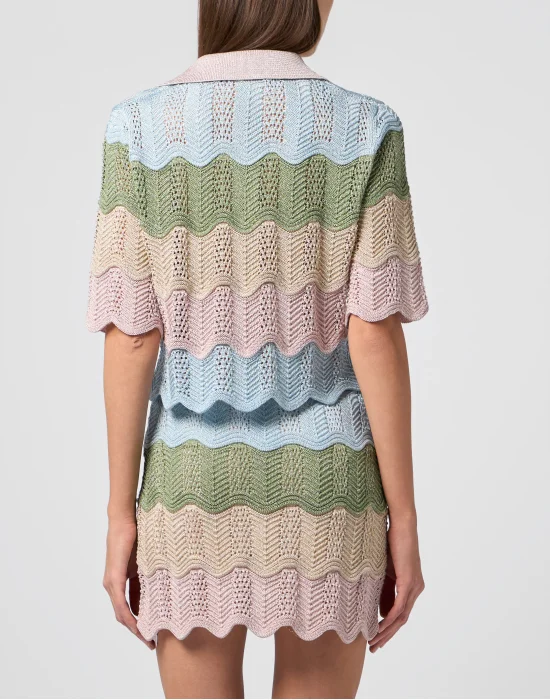 Knitted Polo T-Shirt Color Wave