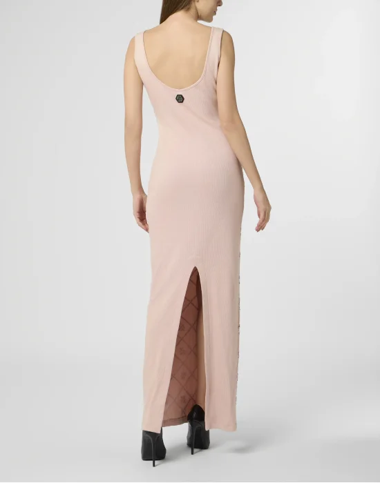 Long Tank Dress Rhomb Flowers Strass