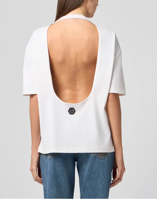 Open Back Man Fit T-Shirt Flamingo Crystals