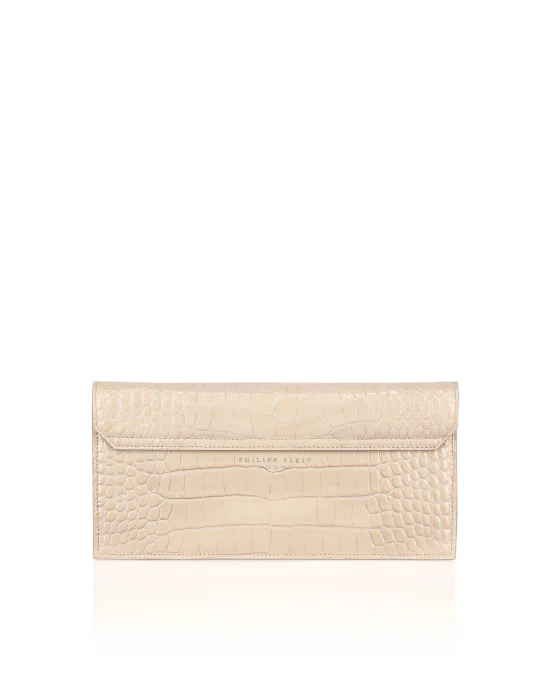 Croco Embossed Baguette Handle Bag Gothic Plein