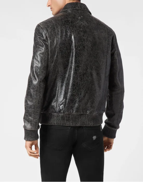 Leather Coster Bomber Jacket LS