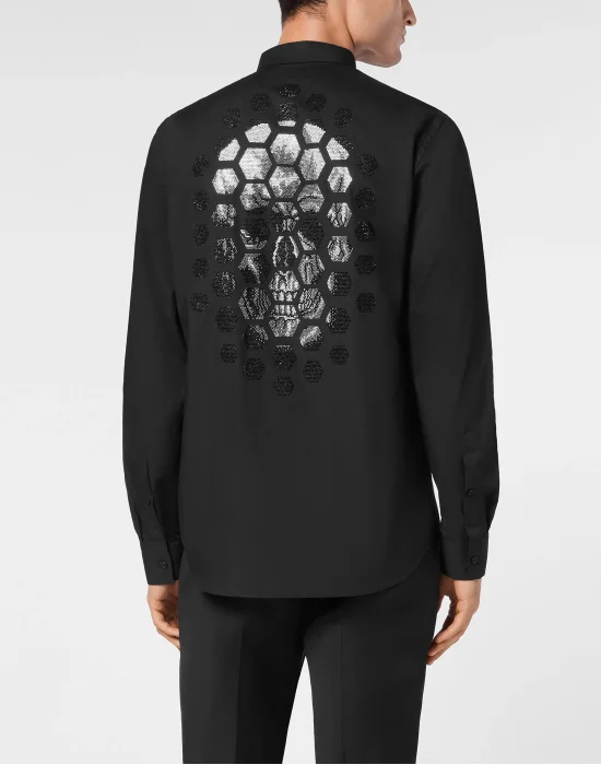 Shirt Sugar Daddy Cut Long-Sleeve Crystal Skull