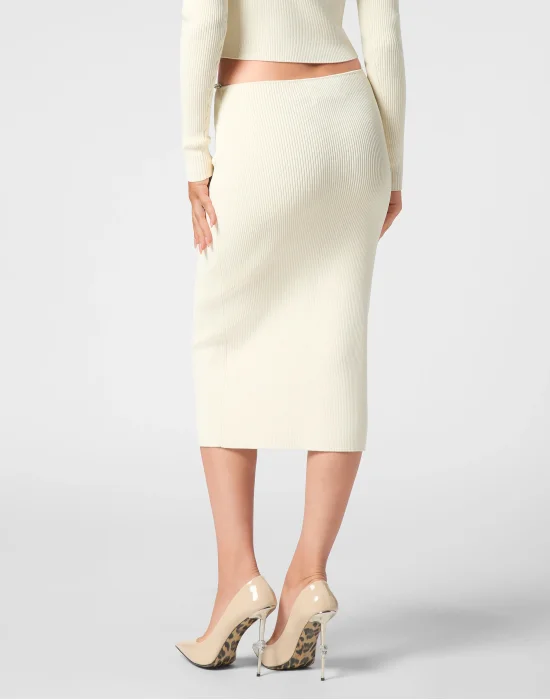 VISCOSE STRETCH MIDI SKIRT SIGNATURE
