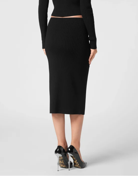 VISCOSE STRETCH MIDI SKIRT SIGNATURE