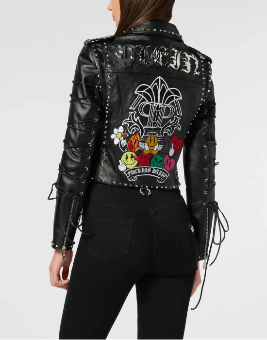 Leather Biker Jacket Smile