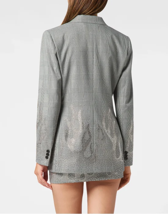 Checkered Gold Fit Blazer Flame