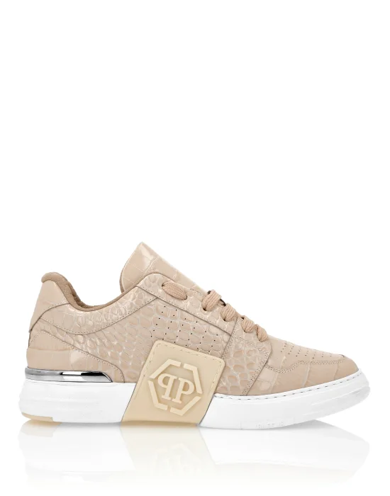 Croco Printed Leather Lo-Top Sneakers Hexagon