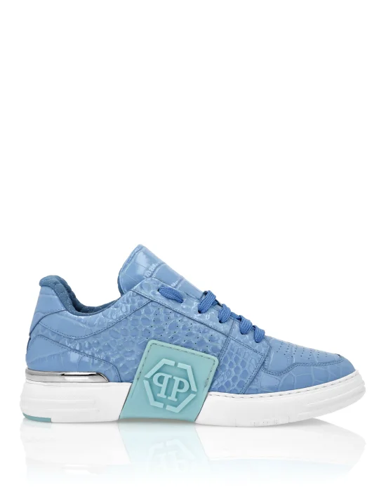 Croco Printed Leather Lo-Top Sneakers Hexagon