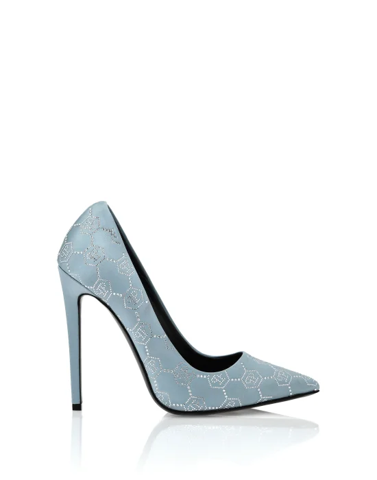 Satin Decollete Hi-Heels Monogram Strass