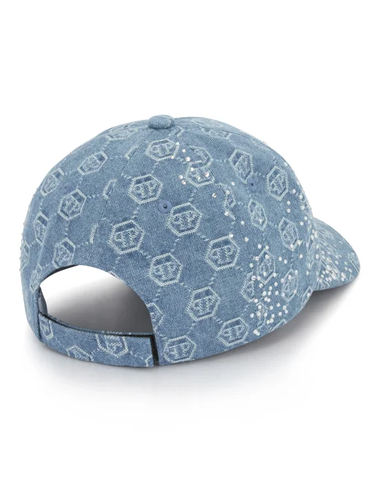 Denim Baseball Cap Monogram Strass