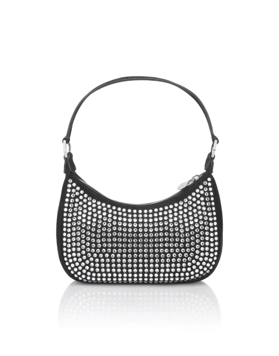 Suede Shoulder Bag All-Over Strass
