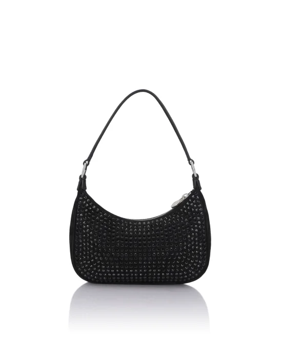Suede Shoulder Bag All-Over Strass