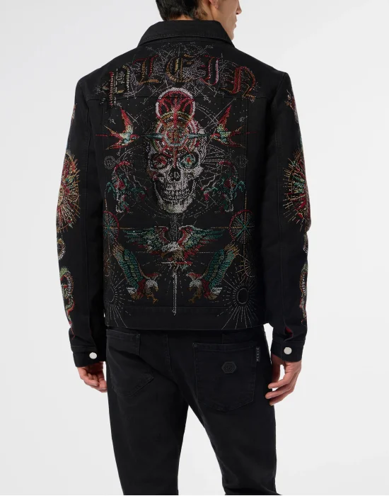 Denim Trucker Jacket Tattoo Strass