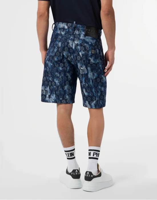 Denim Shorts Jacquard Monogram