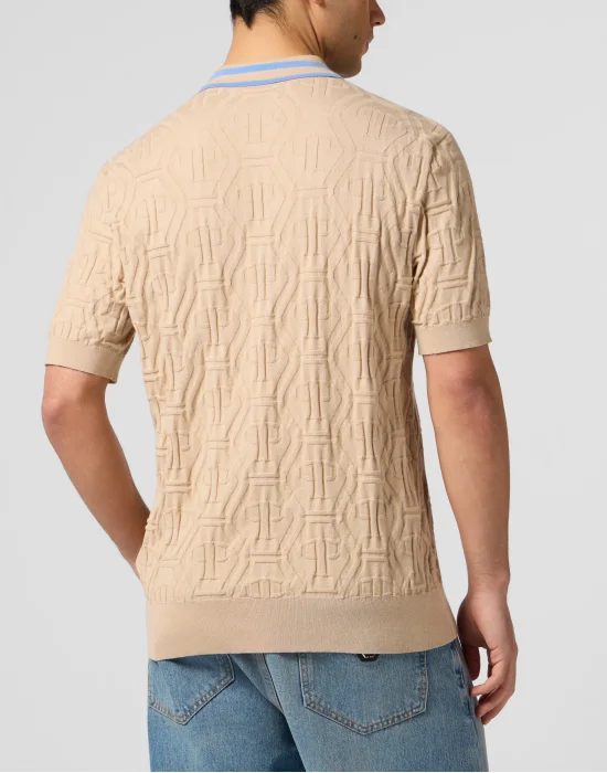 Knitted Polo T-Shirt Jacquard Monogram