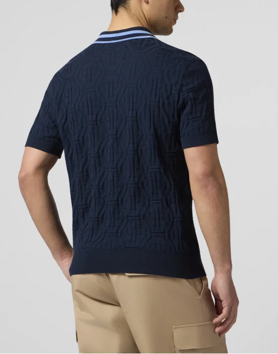 Knitted Polo T-Shirt Jacquard Monogram