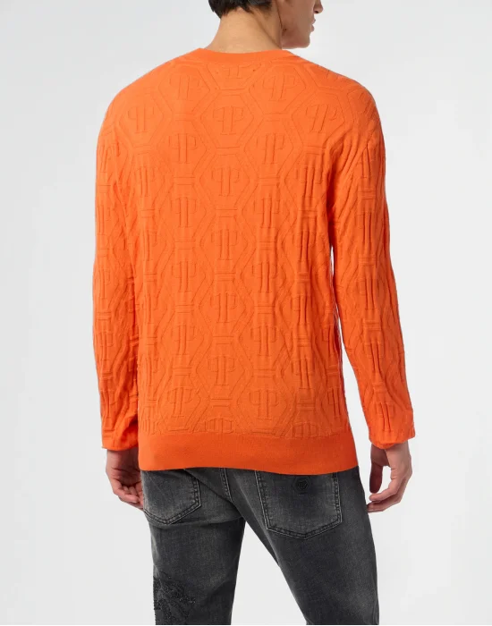 Jacquard Round Neck Pullover Monogram