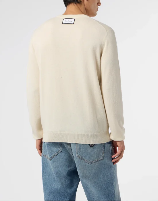 Cashmere Roundneck Pullover Jacquard Hexagon