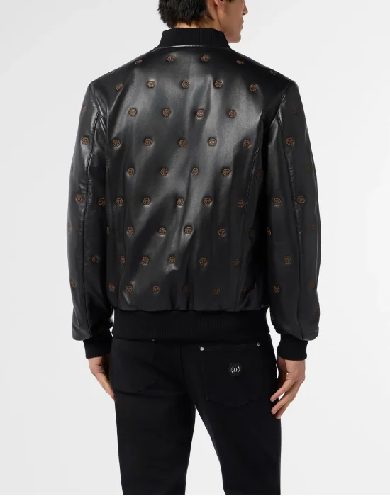 Embroidered Nappa Leather Bomber Monogram Monogram
