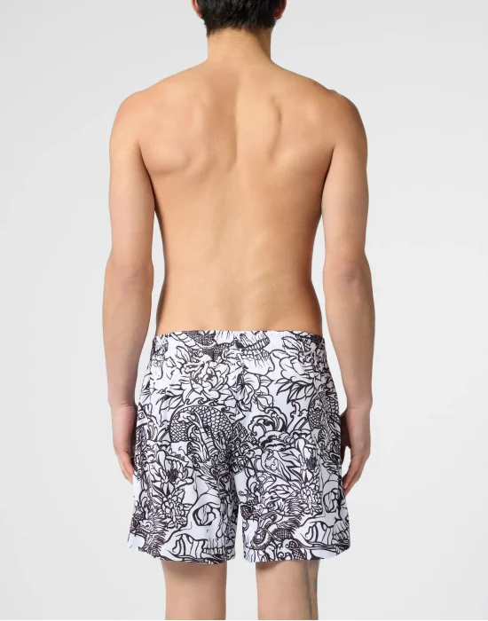 Nylon Shorts Skull Dragon