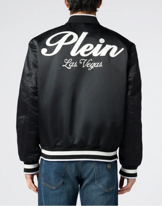Shiny Satin Varsity Bomber Signature Las Vegas