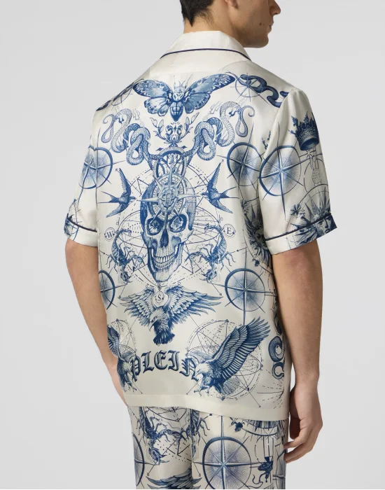 Silk Bowling Shirt All-Over Tattoo
