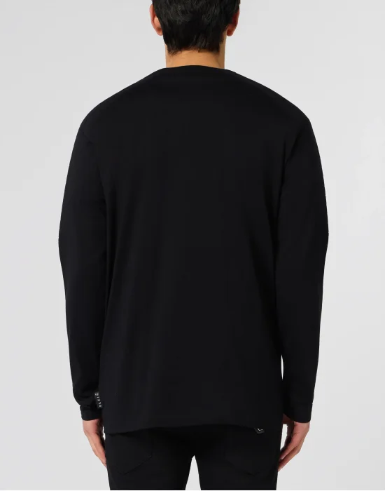 Padded Sleeves Round Neck T-Shirt Long Sleeve