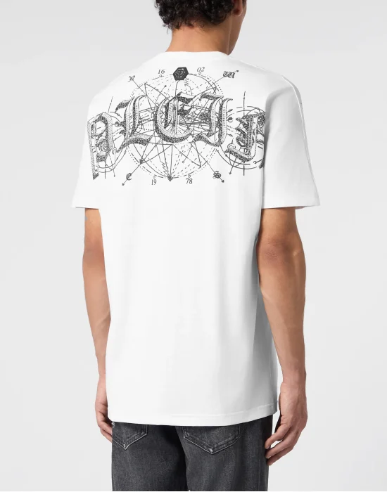 Round Neck T-Shirt Wind Rose Tattoo