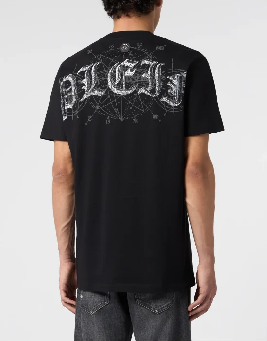 Round Neck T-Shirt Wind Rose Tattoo