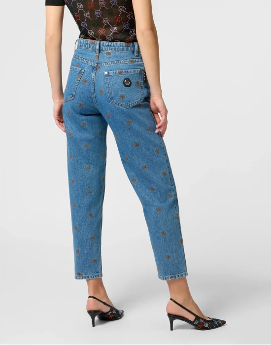 Mom Fit Jeans Embroidered Monogram Monogram