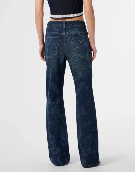 Straight Cut Jeans Butterfly Tattoo