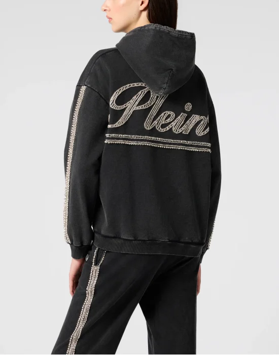 Regular Zip Hoodie Strass Signature