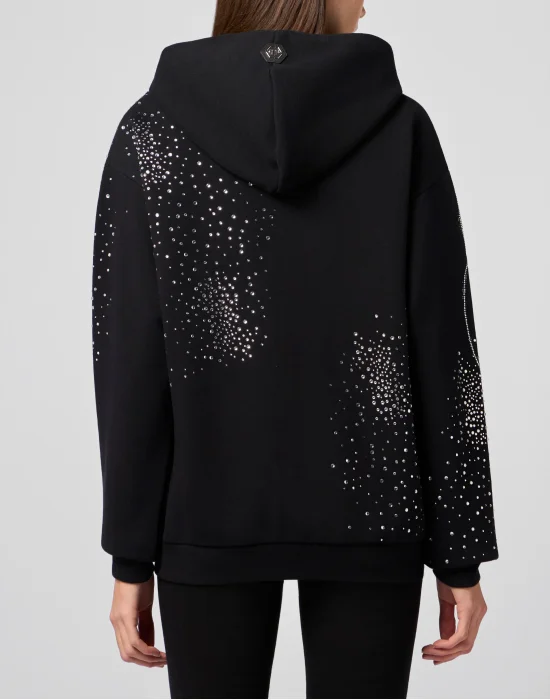 Chenille Zip Hoodie Spray Strass