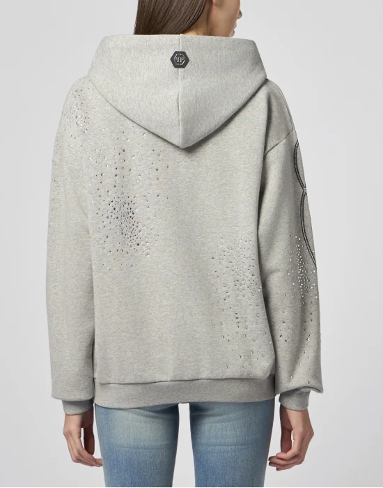 Chenille Zip Hoodie Spray Strass