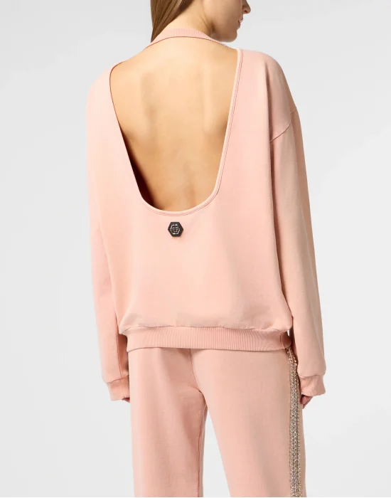 Open Back Sweatshirt Butterfly Tattoo