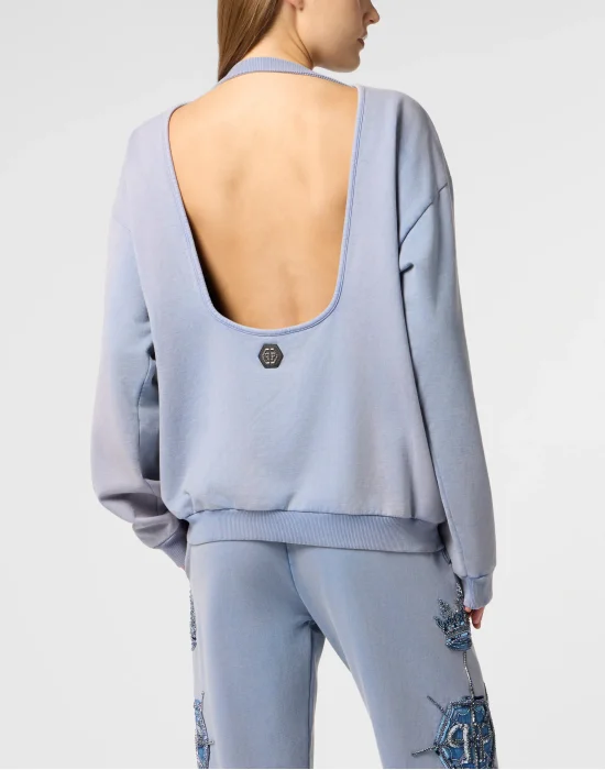 Open Back Sweatshirt Butterfly Tattoo