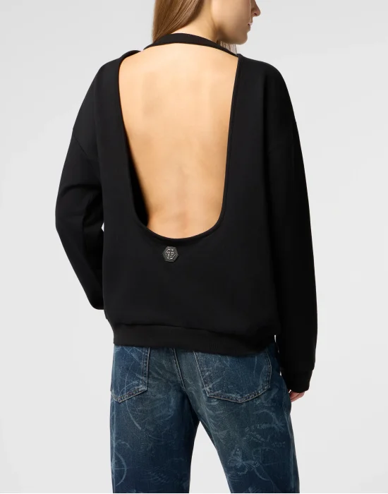 Open Back Sweatshirt Tattoo Strass
