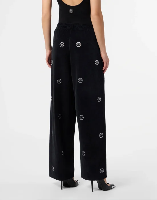 Chenille Skater Fit Tracksuit Pants Monogram Strass