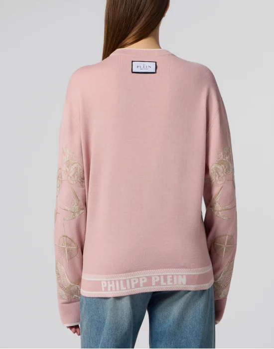 Round Neck Pullover Butterfly Tattoo