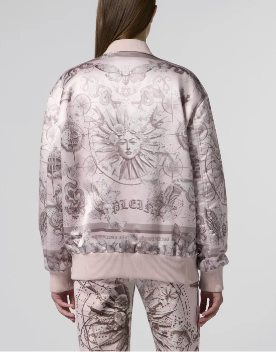 Oversized Satin Bomber Butterfly Tattoo