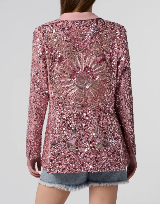 Boyfriend's Fit Blazer Butterfly Tattoo Paillettes