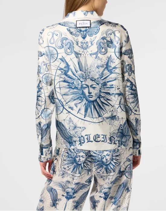 Silk Pajama Shirt Butterfly Tattoo