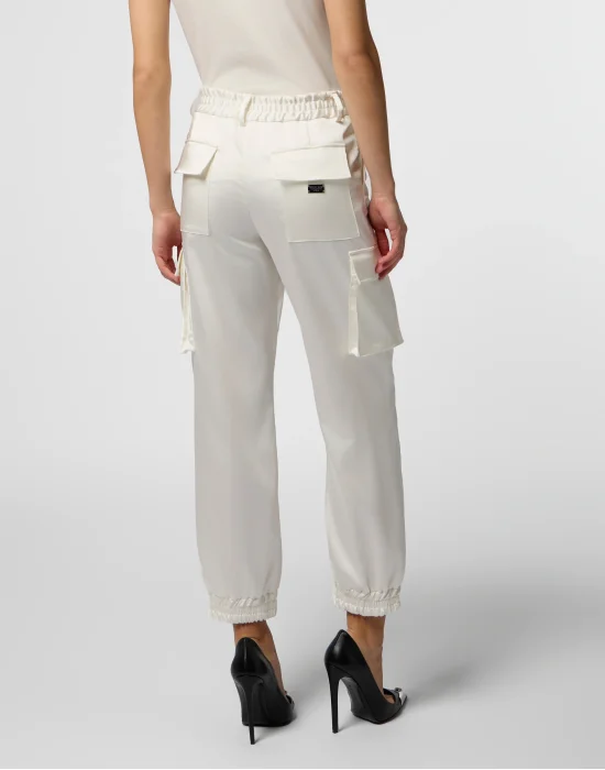 Satin Cargo Fit Drawstring Trousers
