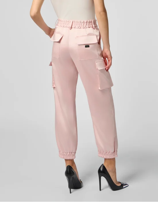 Satin Cargo Fit Drawstring Trousers