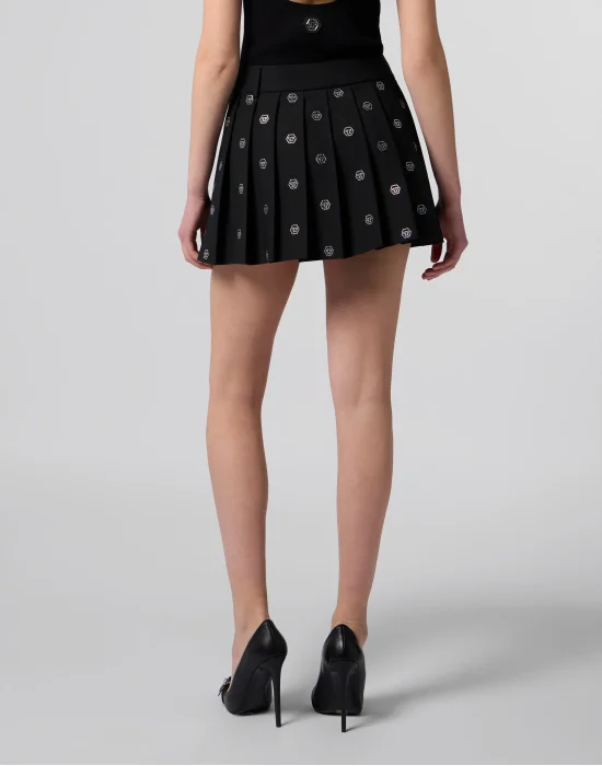 Pleated Mini Skirt Small Monogram Strass Monogram Strass