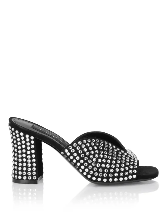 Suede Platform Sandals Strass